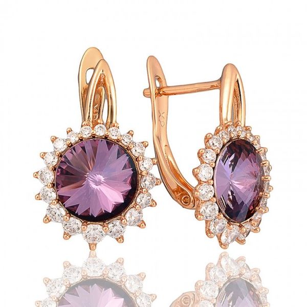 

Позолочені сережки Swarovski Xuping 21680-фіолетовий