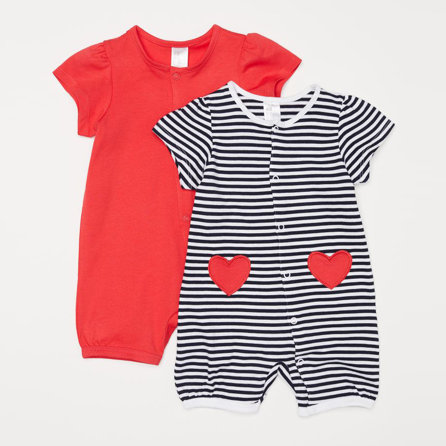 

Песочник H&M 060247027 62 см 2 шт Черно-белый/Красный
