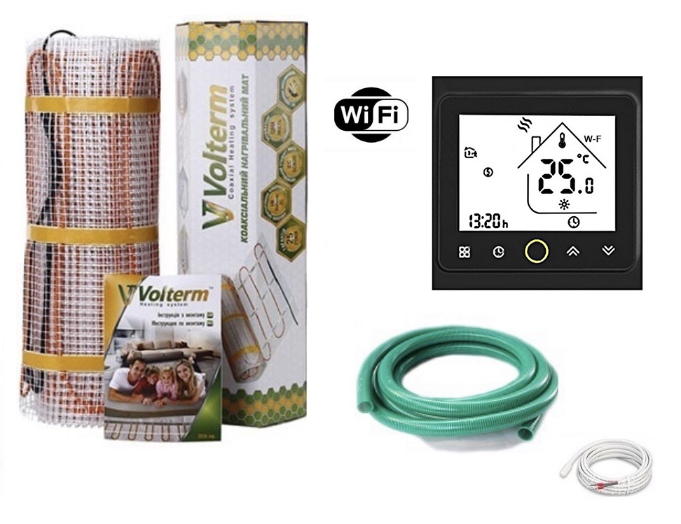 

Теплый пол Volterm двухжильный мат Hot Mat 280Вт 1.7 м2 с WI-FI Black терморегуляторм в комплекте