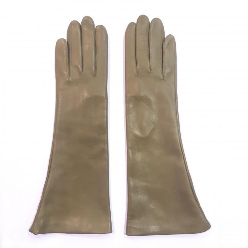 

Женские длинные перчатки GlovesUA мод.052-33 р.6,5 оливковые
