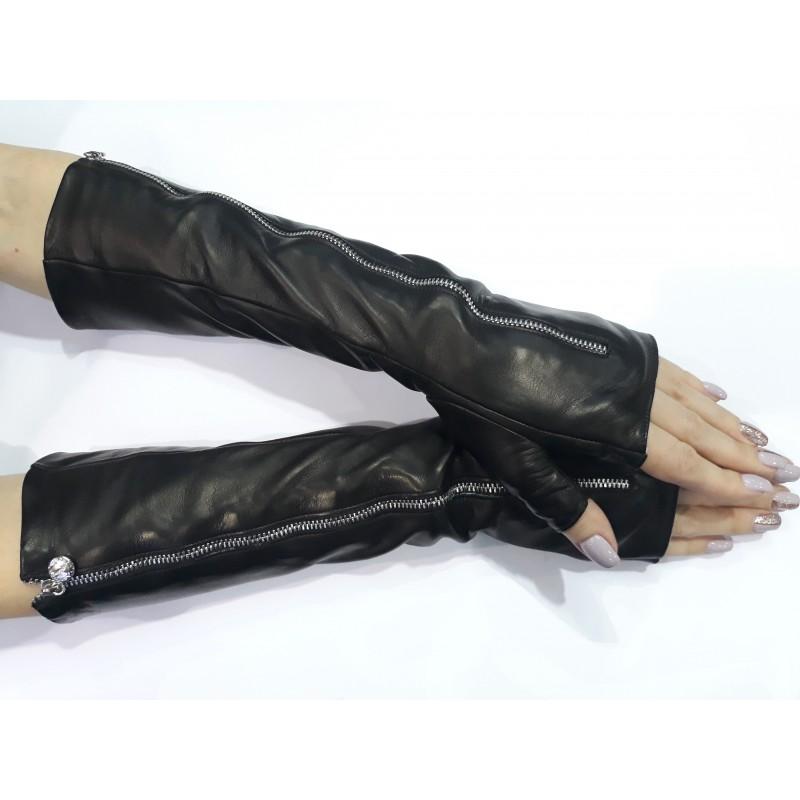 

Женские длинные перчатки кожаные GlovesUA мод.382-33-M р.6 черные
