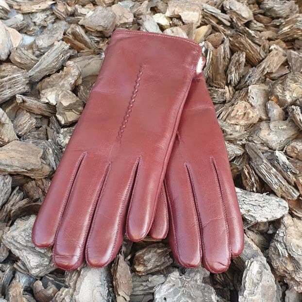 

Женские кожаные перчатки GlovesUA мод.164 р.7 коньяк (шов внутрь / мех кролик )