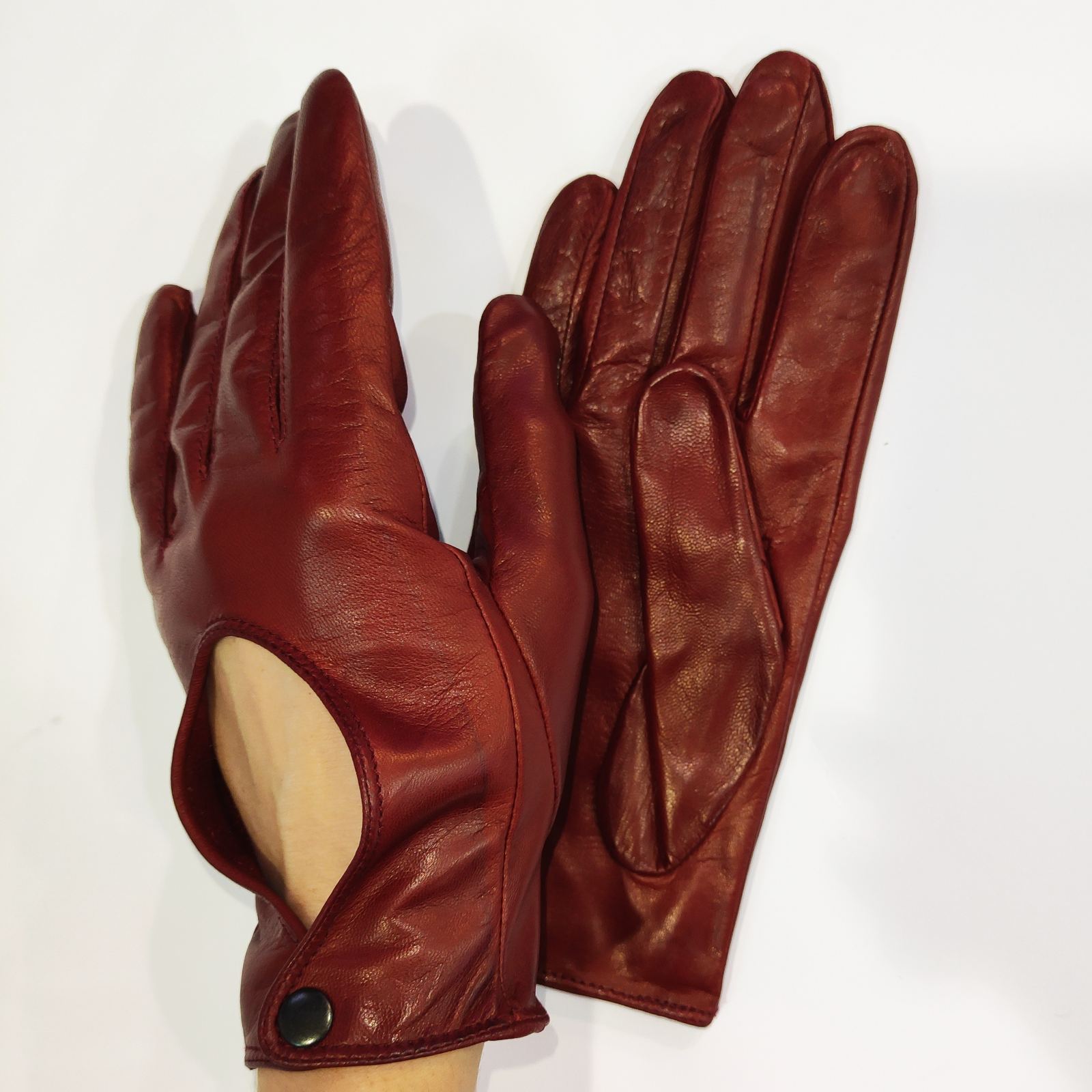 

Женские автомобильные кожаные перчатки GlovesUA мод.200 р.6,5 бордо