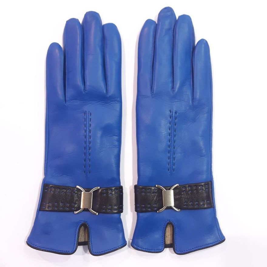 

Женские кожаные перчатки GlovesUA мод.407 р.7,5 голубой