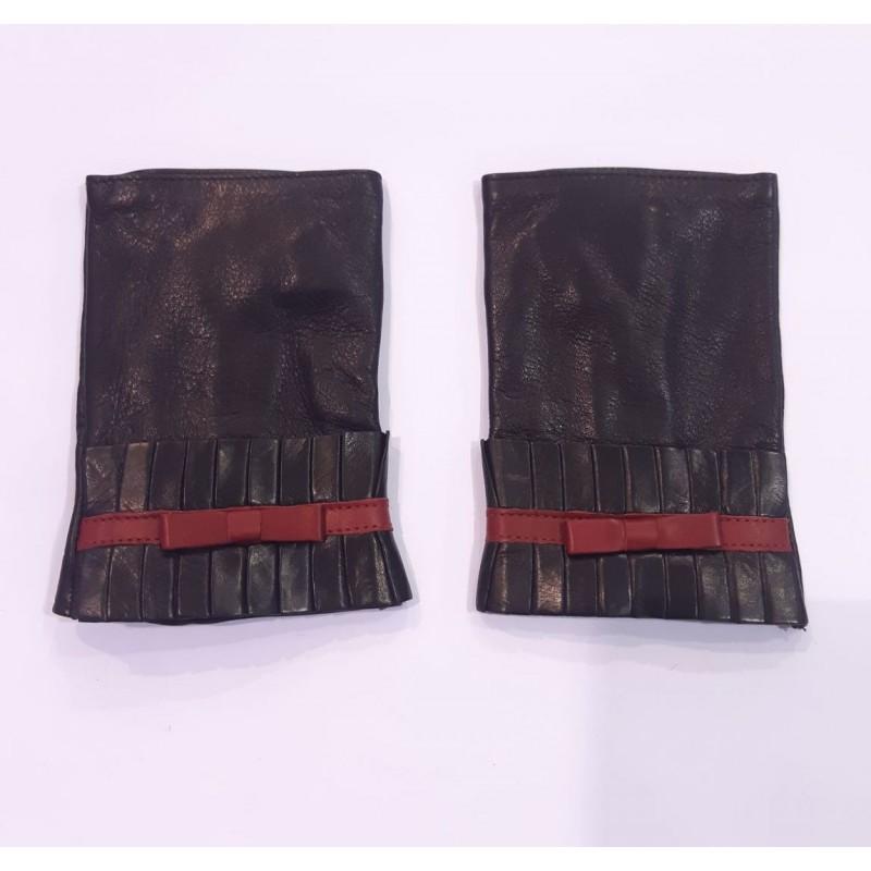 

Женские перчатки митенки кожаные GlovesUA мод.383 р.7,5 черные