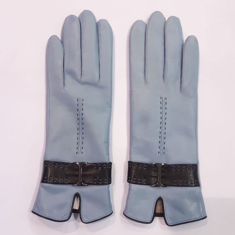 

Женские кожаные перчатки GlovesUA мод.407 р.8,5 светло голубой