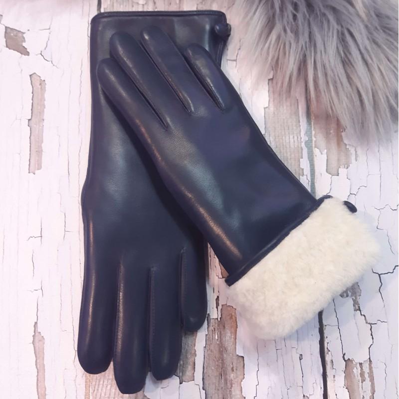 

Женские перчатки кожаные с мехом GlovesUA мод.043 р.6,5 джинс (мех овчина)