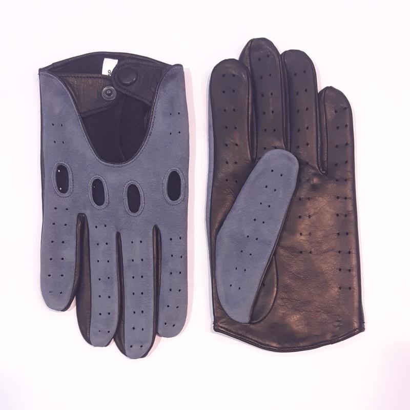 

Женские кожаные автомобильные перчатки GlovesUA мод.275 р.8,5 петролеум / черный (черн. ремешок, шов внутрь, кнопка обтянута)