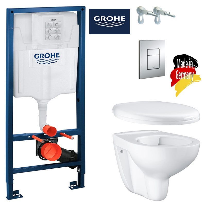 

Инсталляция GROHE Rapid SL 38528001 c панелью смыва Skate Cosmopolitan 38732000 + унитаз Bau Ceramic 39427000 Rimless с сиденьем SoftClose 39493000