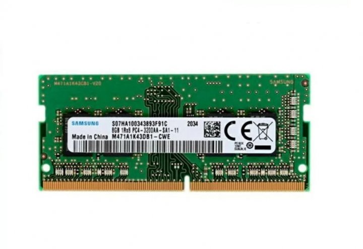 

Пам'ять Samsung 8 GB SO-DIMM DDR4 3200 MHz - (M471A1K43DB1-CWE)