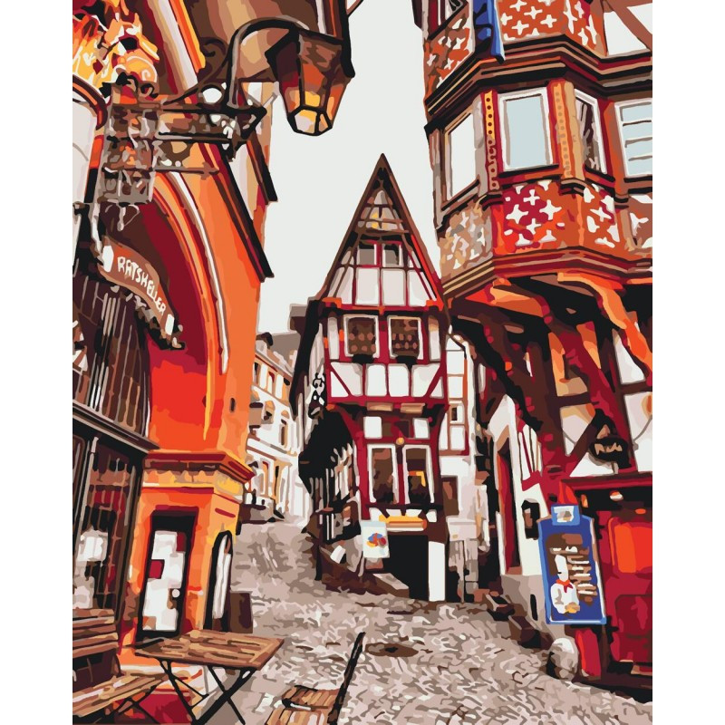 

Картина по номерам / анти-стресс раскраска Идейка Городской пейзаж "Яркие улицы Германии" KHO3539, 40х50 см