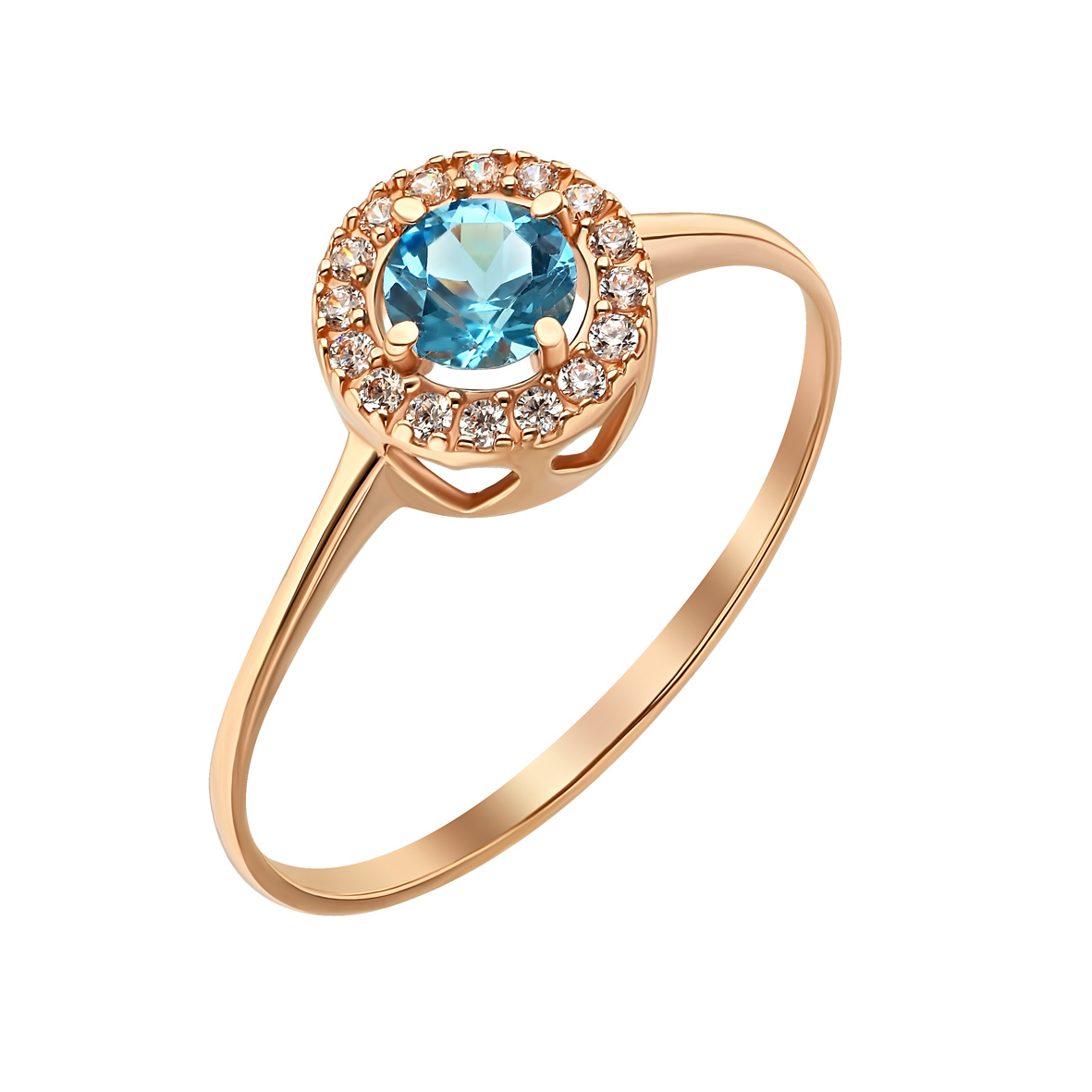 

Золотое кольцо с голубым топазом и фианитами Tango Jewellery Company 361672 размер 16.5