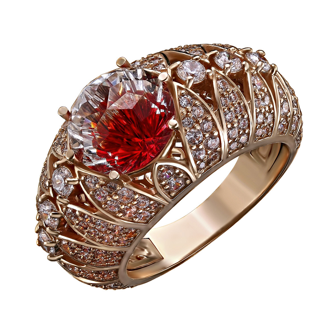 

Золотое кольцо с горным хрусталем и фианитами Tango Jewellery Company 3728764 размер 19.5