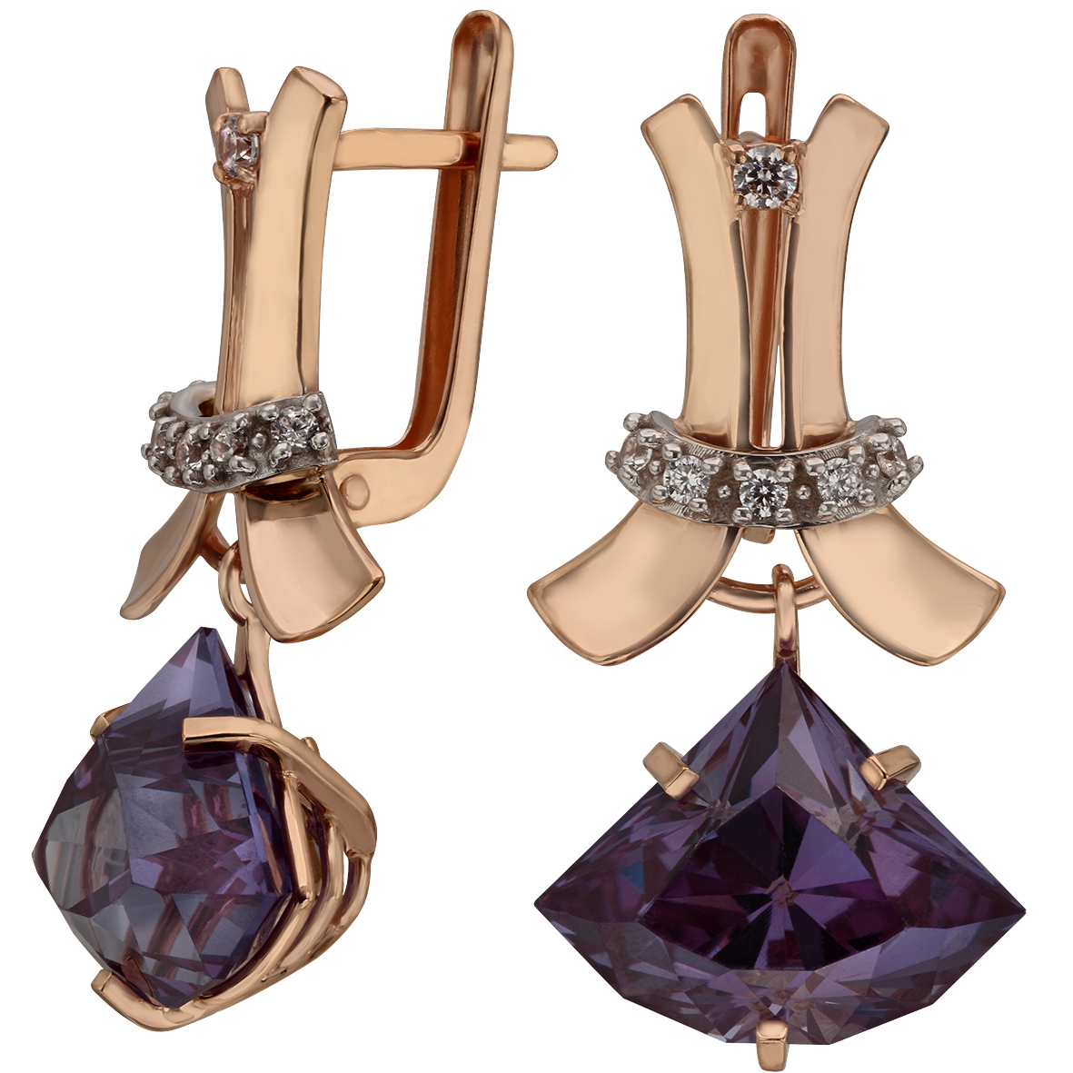

Золотые серьги с александритом и фианитами Tango Jewellery Company 4527377