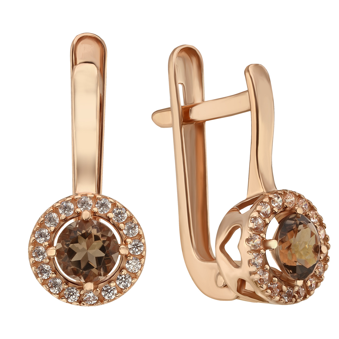 

Золотые серьги с кварцем и фианитами Tango Jewellery Company 448767