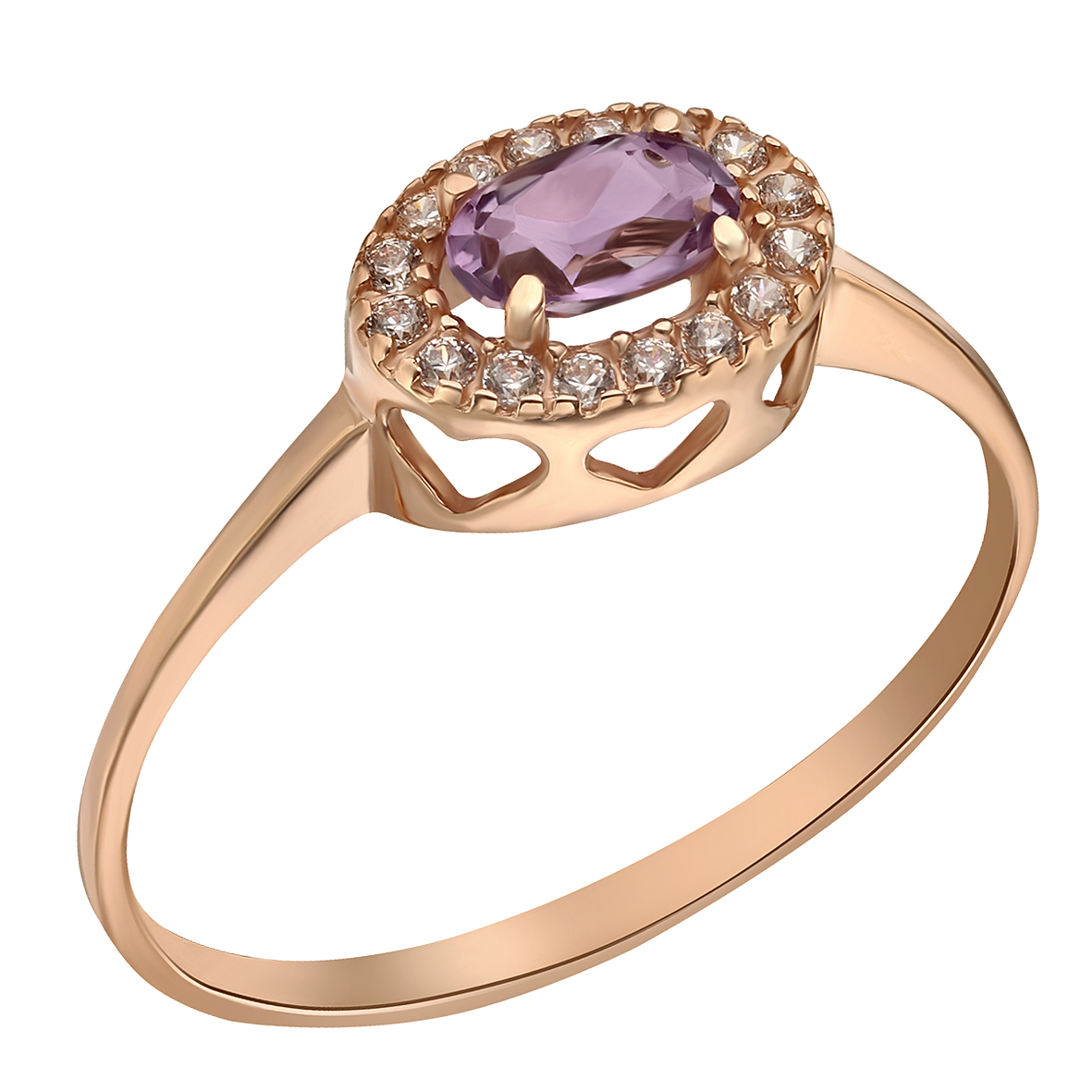 

Золотое кольцо с аметистом и фианитами Tango Jewellery Company 363673 размер 17