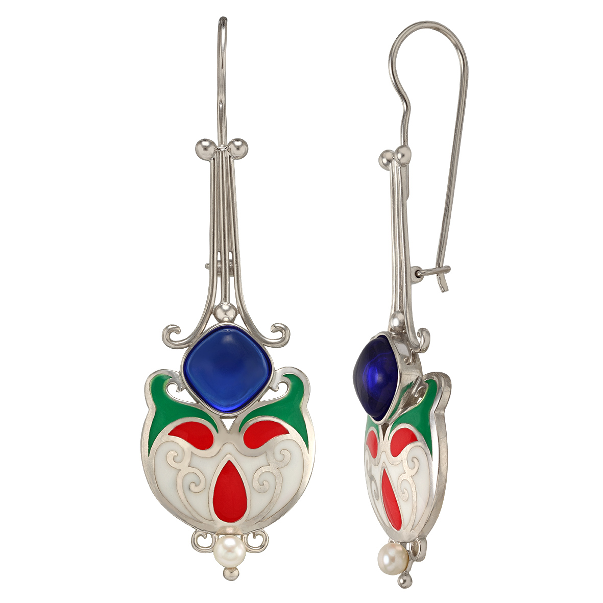 

Серебряные серьги-подвески с жемчугом и эмалью Tango Jewellery Company 430864А
