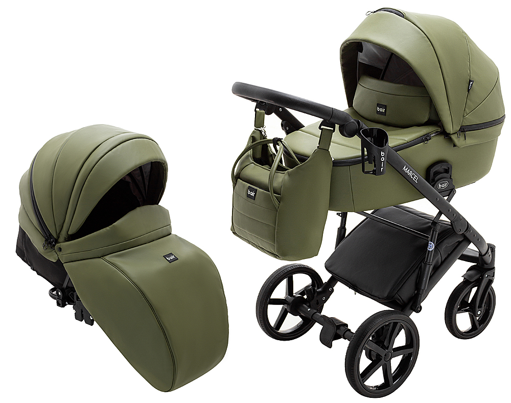 

Коляска 2 в 1 Bair Marcel кожа 100% BM-11 хаки