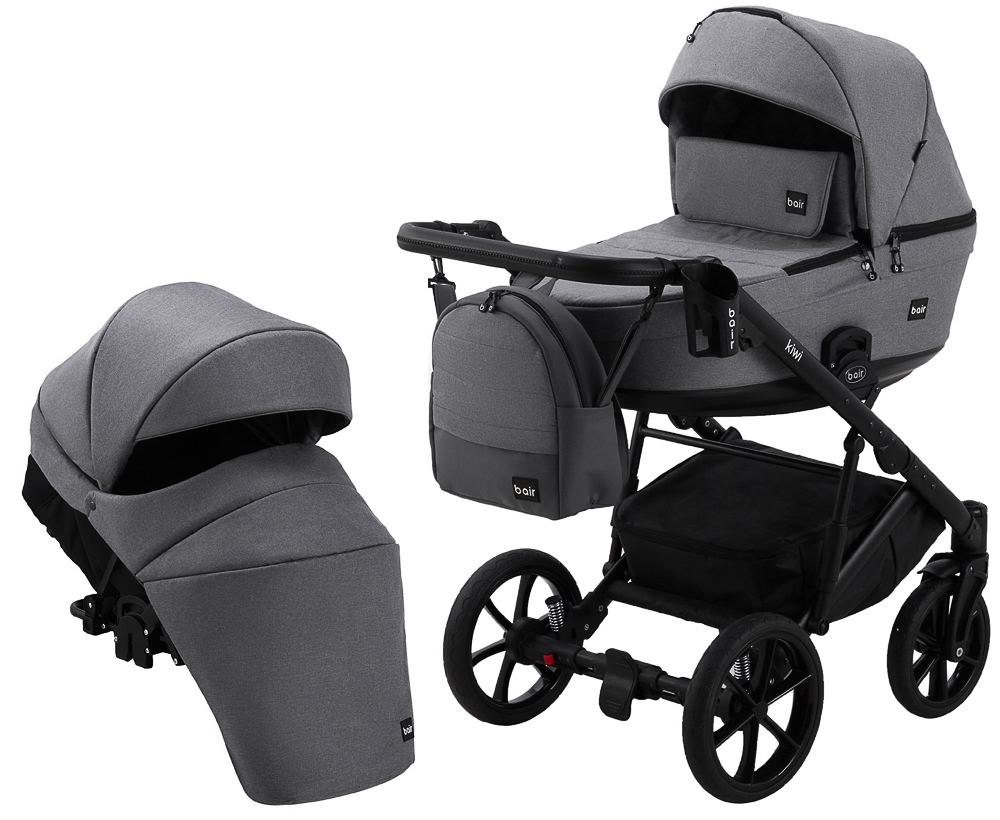

Коляска 2 в 1 Bair Kiwi Soft BKS-218 серый - графит (кожа)