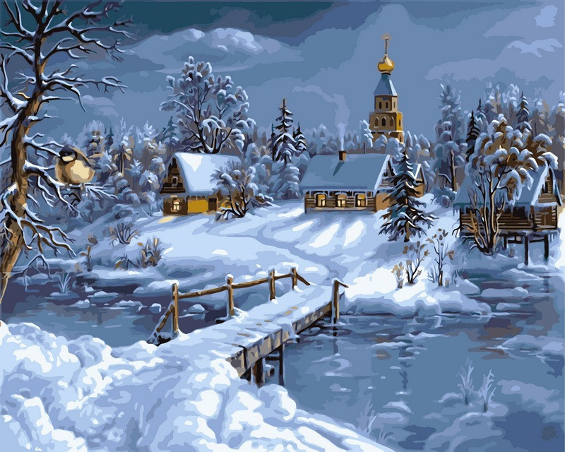 

Зимняя сказка. Картина раскраска. Babylon Premium 40x50