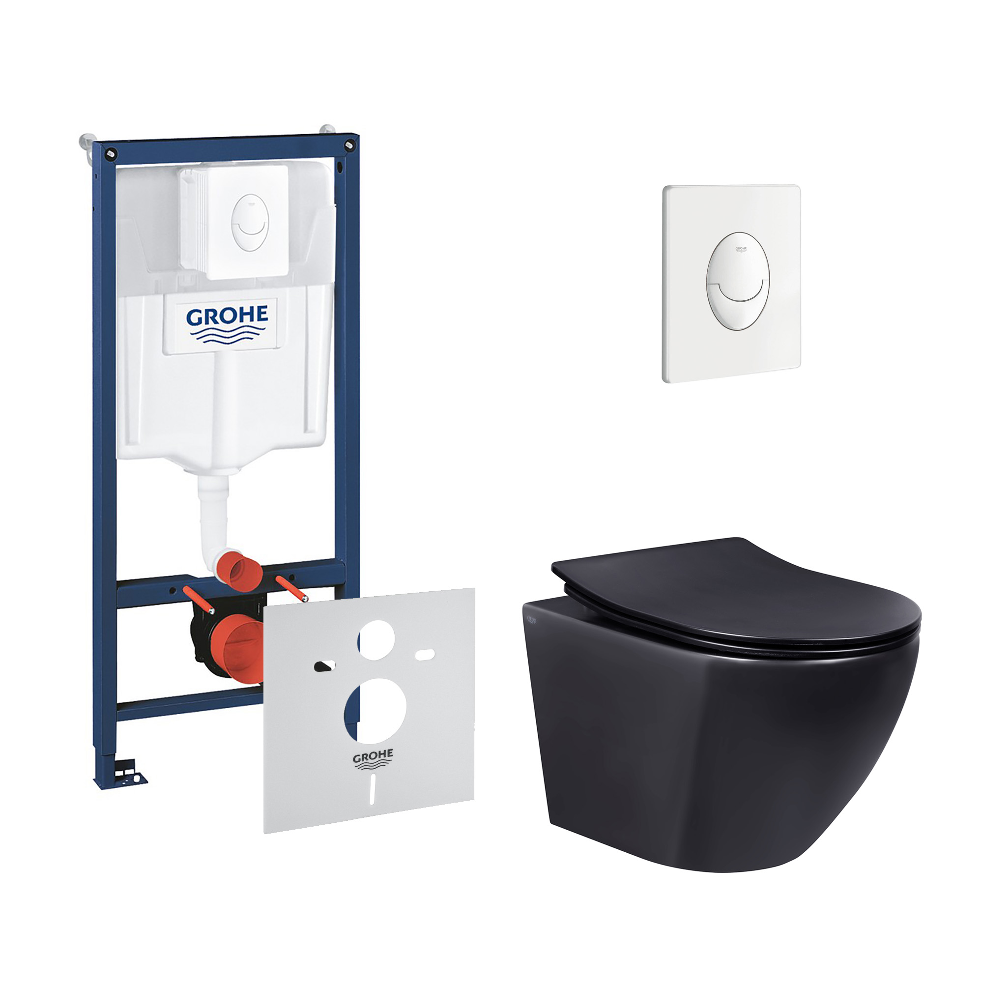 

Набор инсталляция 4 в 1 Grohe Rapid SL 38722001 + унитаз с сиденьем Qtap Robin QT1333046ERMB