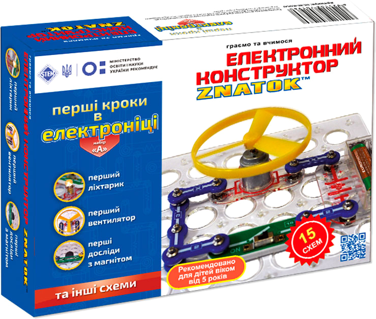 

Электронный конструктор Znatok Первые шаги в электронике (15 схем А) (REW-K060)