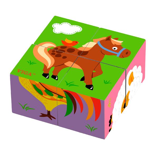 

Дерев'яні кубики-пазл Viga Toys Фермерські звірята (50835)