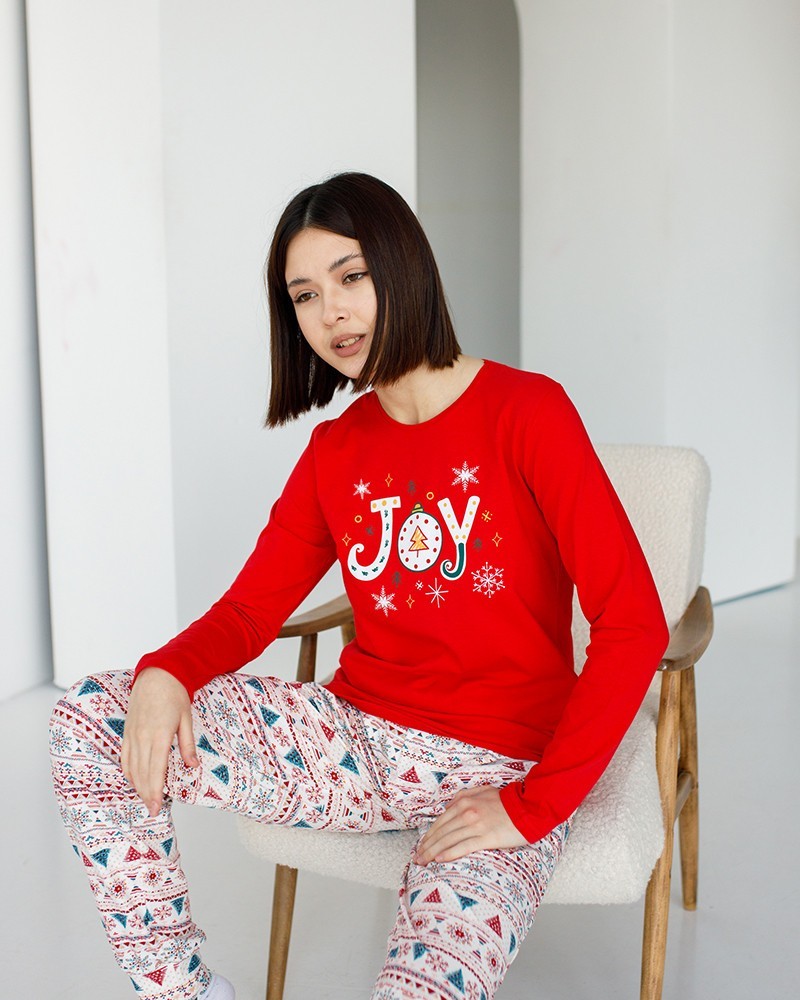 

Новогодняя женская пижама со штанами Joy, Новогодняя женская пижама со штанами Joy XL