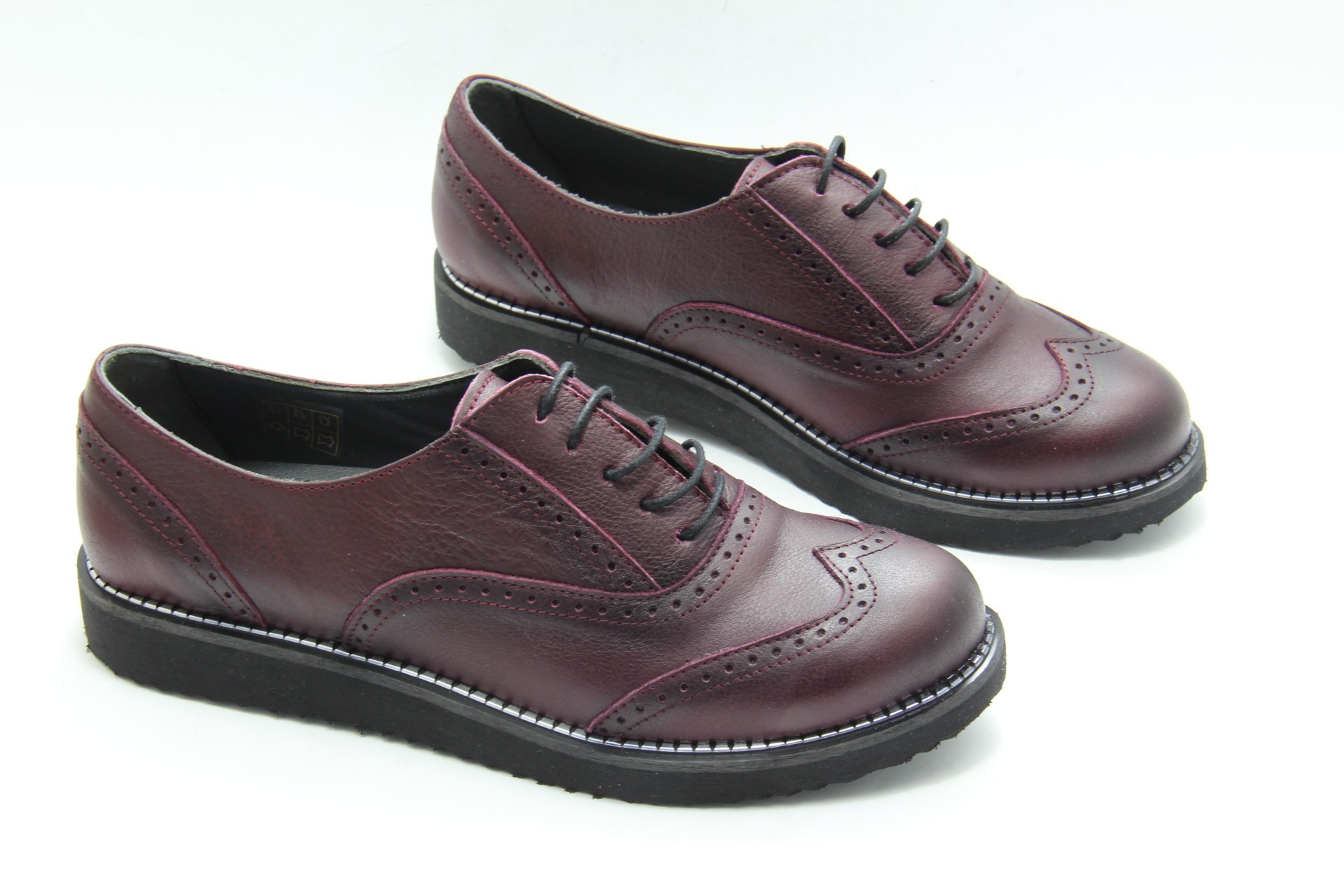 

Туфли женские оксфорды Aras Shoes 108-Bordo кожаные 40 на шнуровке