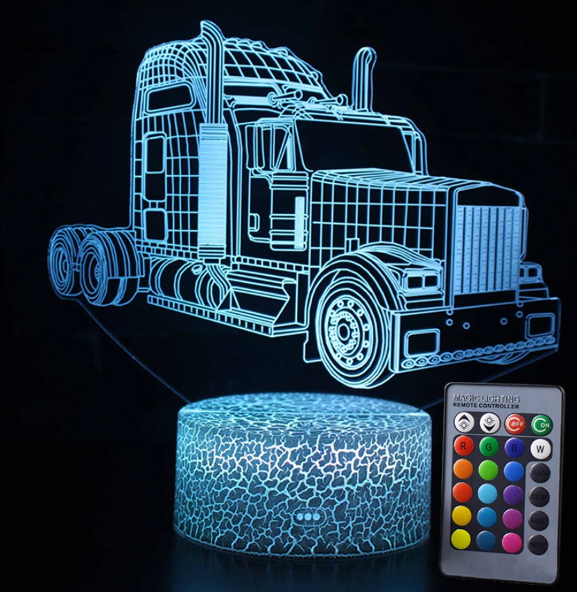 

Портативный детский ночник 3D LED Truck (Трак Грузовая фура) с пультом ДУ 16 цветов