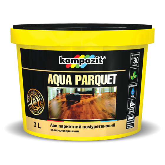 

Лак паркетный полиуретановый Kompozit AQUA PARQUET Глянцевый 1 л