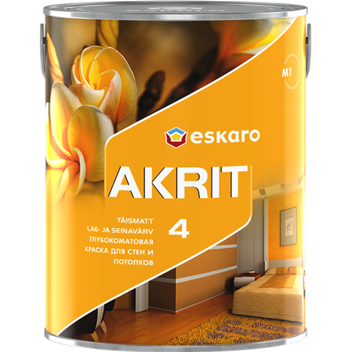 

Краска для потолков и стен Eskaro Akrit 4 Белая 0,95л для помещений с нормальными эксплутационными требованиями