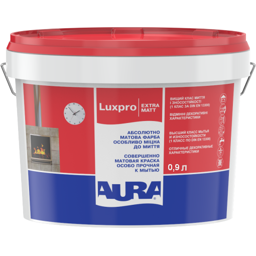 

Краска совершенно матовая Aura Luxpro Extramatt TR Бесцветная, 0,9 л - акрилатная, особо прочная к мытью
