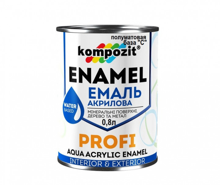 

Эмаль акриловая Kompozit PROFI Белая глянцевая 0,8 л