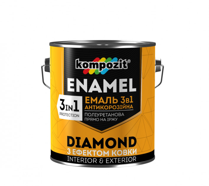 

Эмаль антикоррозионная Kompozit 3 в 1 DIAMOND Коричневая 0,65 л