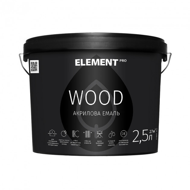 

Акриловая эмаль для дерева ELEMENT PRO WOOD 2,5 л