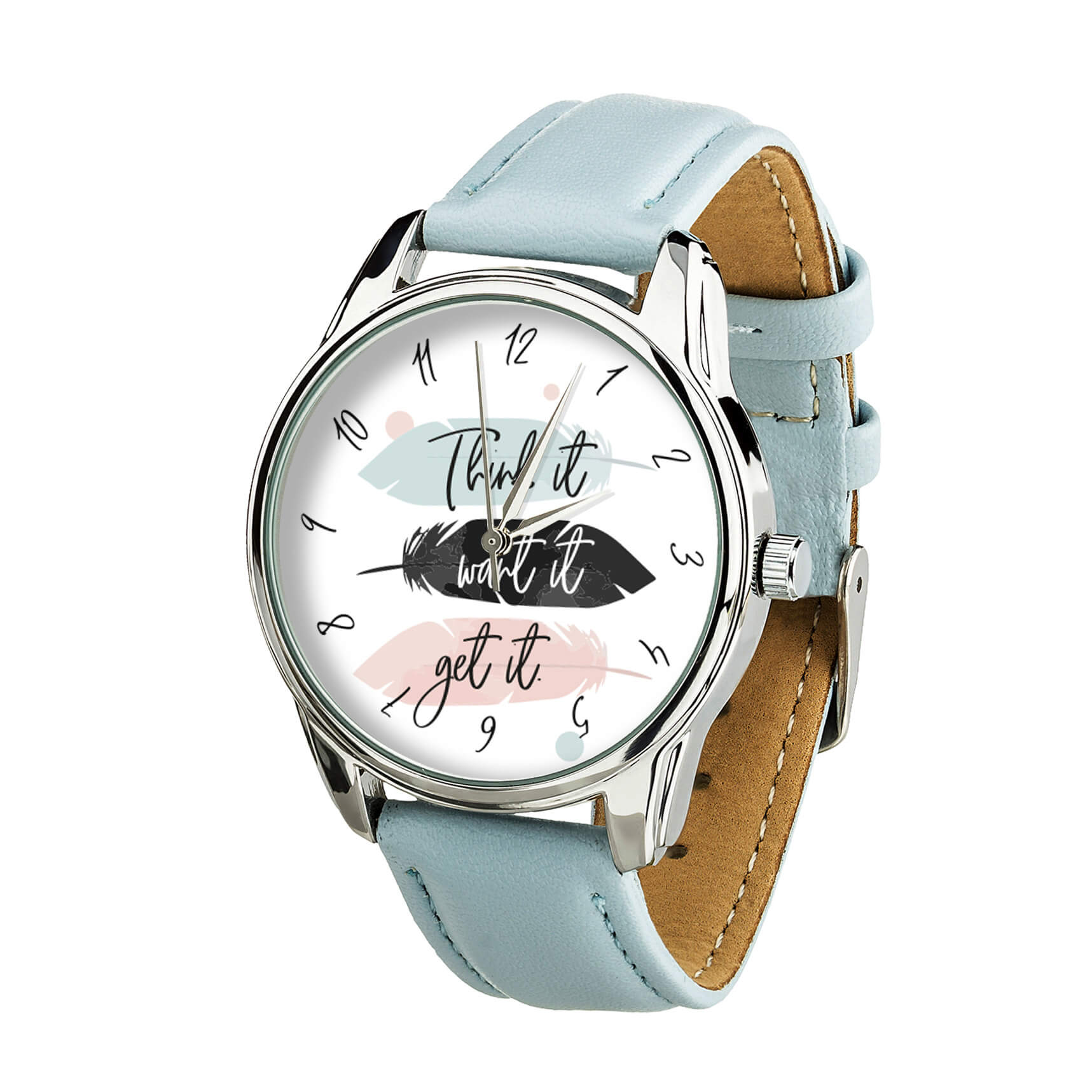 

Часы ZIZ Думай Желай Получай (ремешок нежно - голубой, серебро) + дополнительный ремешок