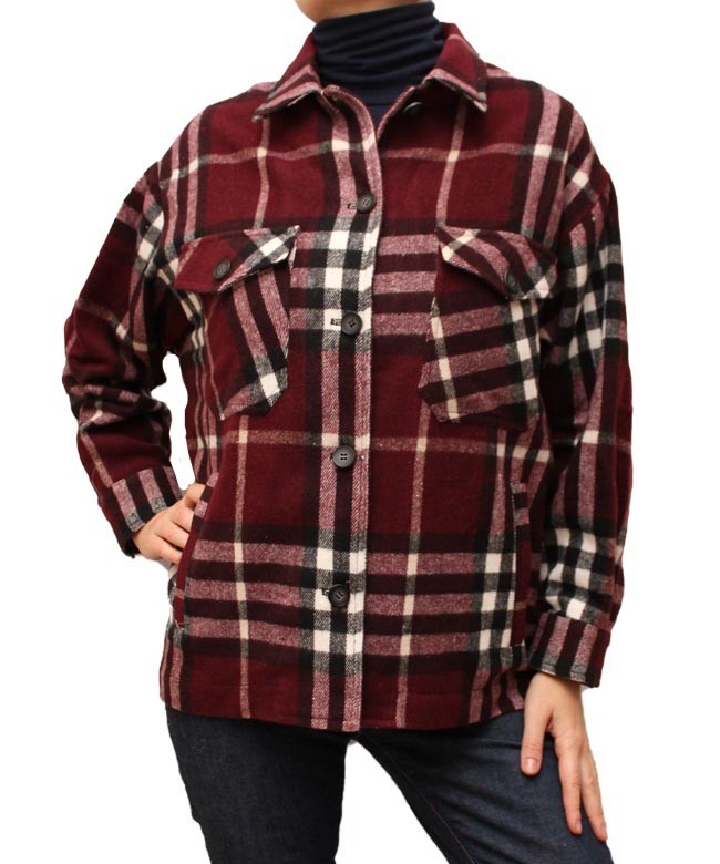 

Рубашка шерстяная Oversize р. XL бордовая