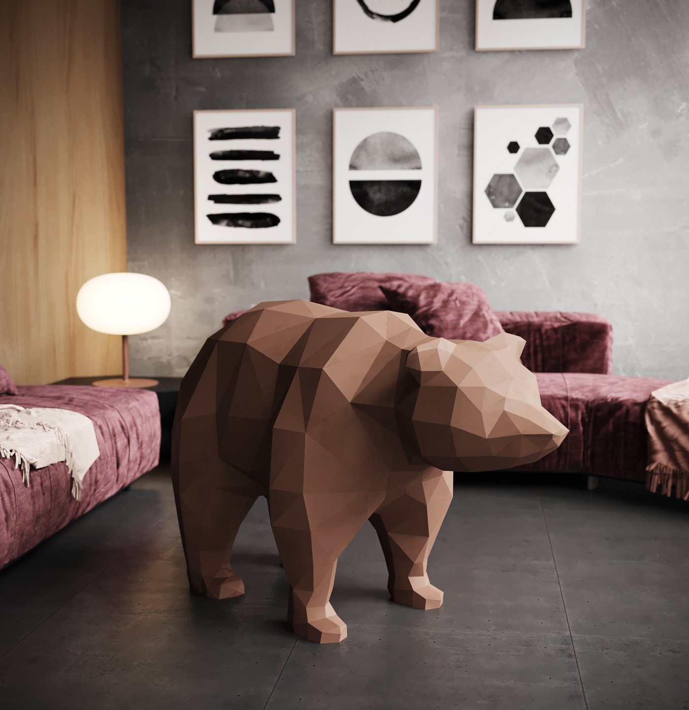 

3D фигура Мишка Оригами Papercraft
