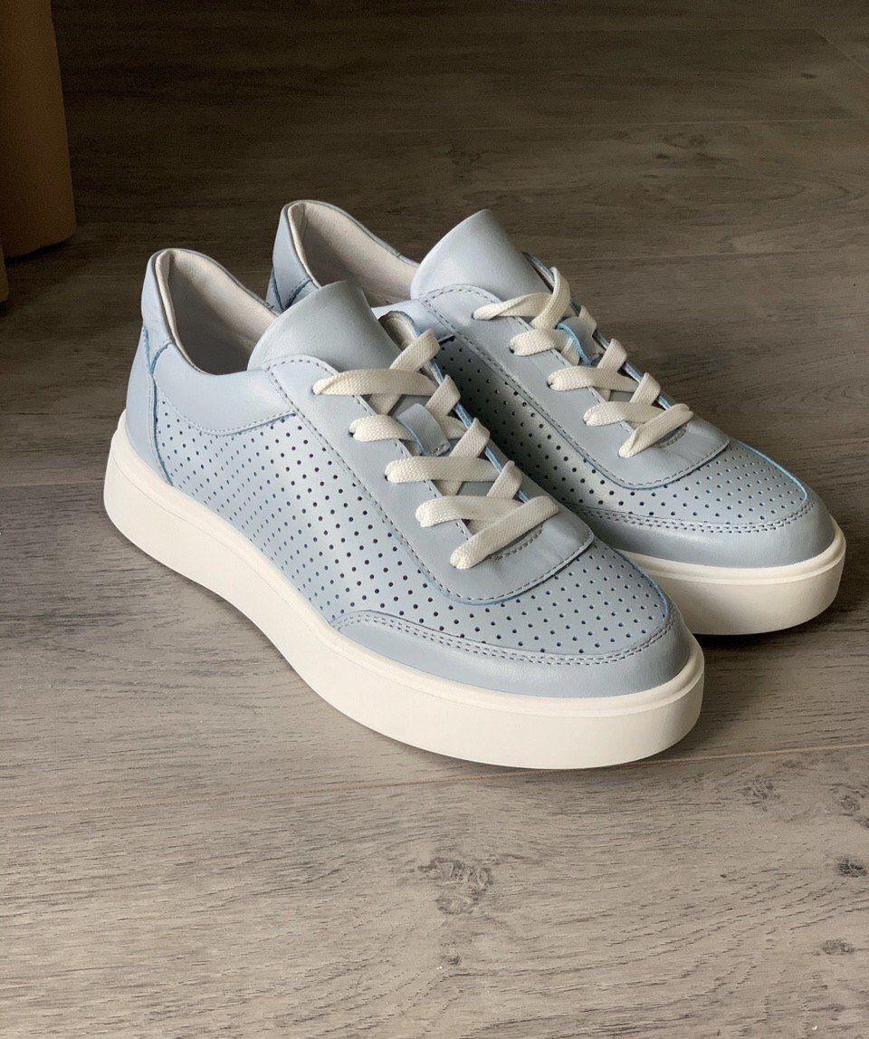 

Кеды кожаные женские Shoozi bench с перфорацией 36 голубые