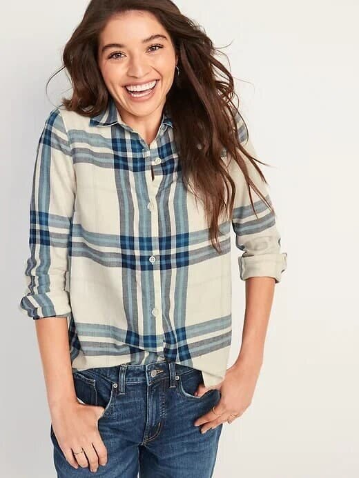 

Женская рубашка Old Navy в клетку 1159758819 (Белый/Голубой, XS)