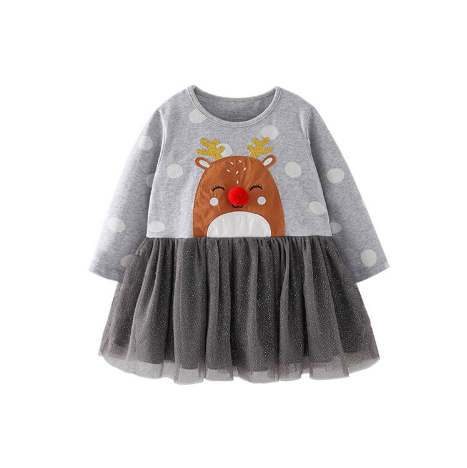 

Платье для девочки с длинным рукавом и изображением оленя серое Deer Berni Kids (140) Серый (59692)