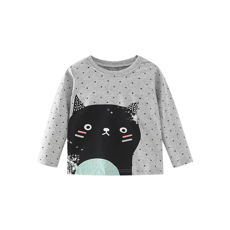 

Лонгслив для девочки в горох с рисунком кот серый Black cat Berni Kids (110) Серый