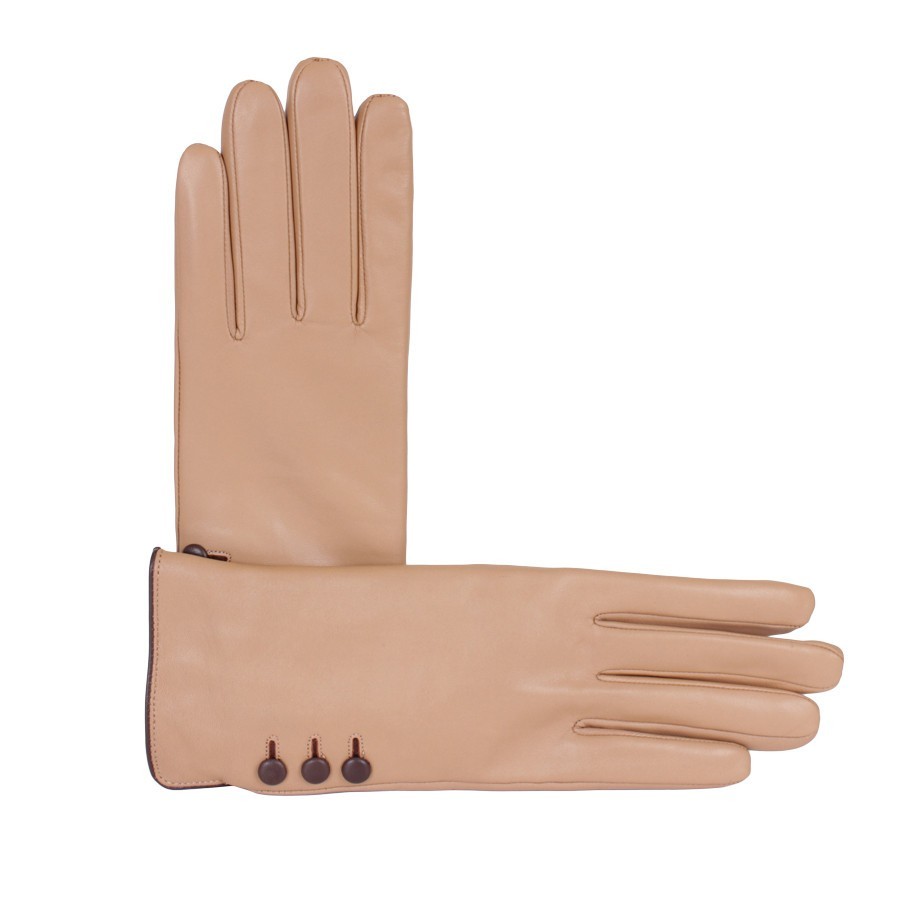 

Перчатки из натуральной кожи с шерстяной подкладкой и декоративными пуговицами de esse D2376-L Бежевые Размер 8