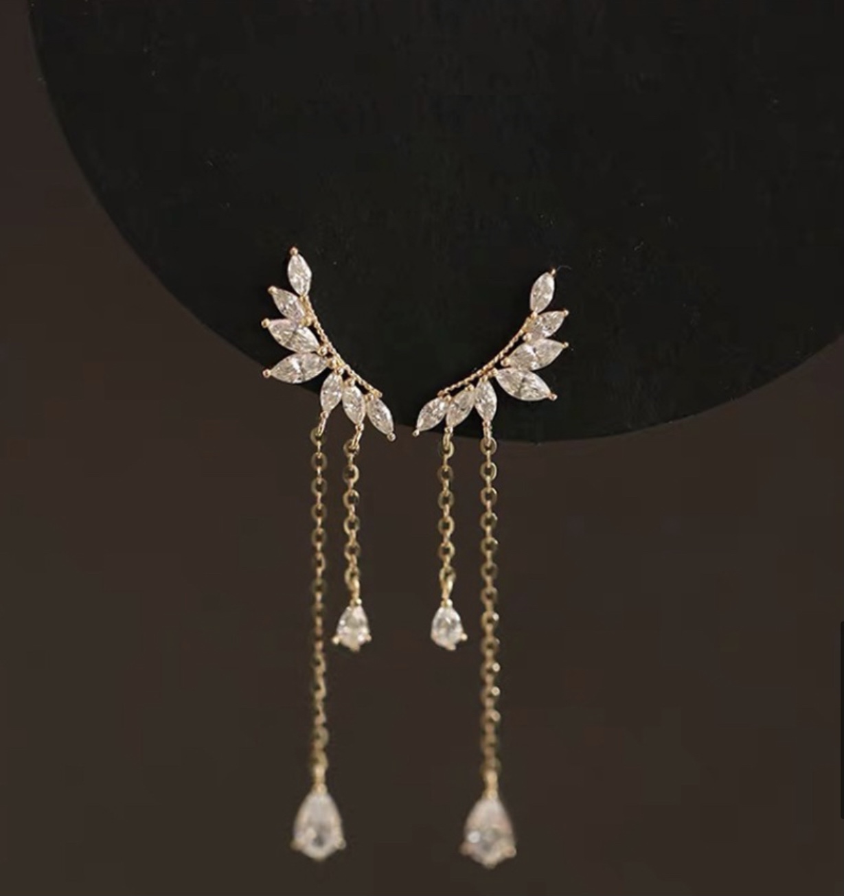 

Серебряные женские серьги Rich S 925 пробы позолоченные желтым золотом Au 585, серьги Крылья Ангела с белым камнем Циркония (имитация Бриллианта) E-1-15