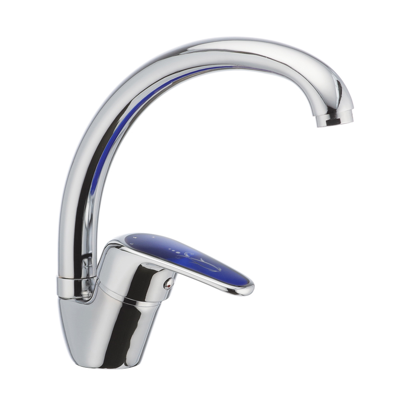 

Cмеситель для кухни однорычажный с синей ручкой CRON MAGIC 777 хром силумин CR0116