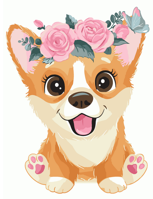 

Картина по номерам BrushMe MEX7097 30*40 cм Корги в веночке