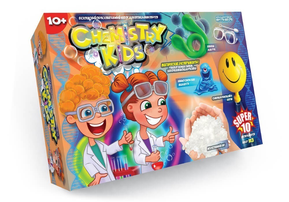 

Набор для опытов Danko toys Супер 10 экспериментов по химии и физике Chemistry Kids (10 опытов)