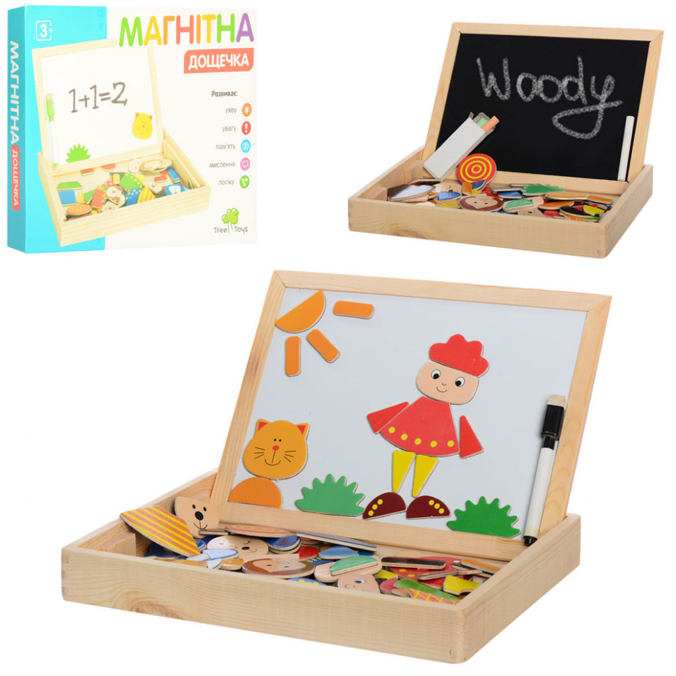

Развивающая деревянная доcточка MD 0693 с фигурами, мелом и маркером