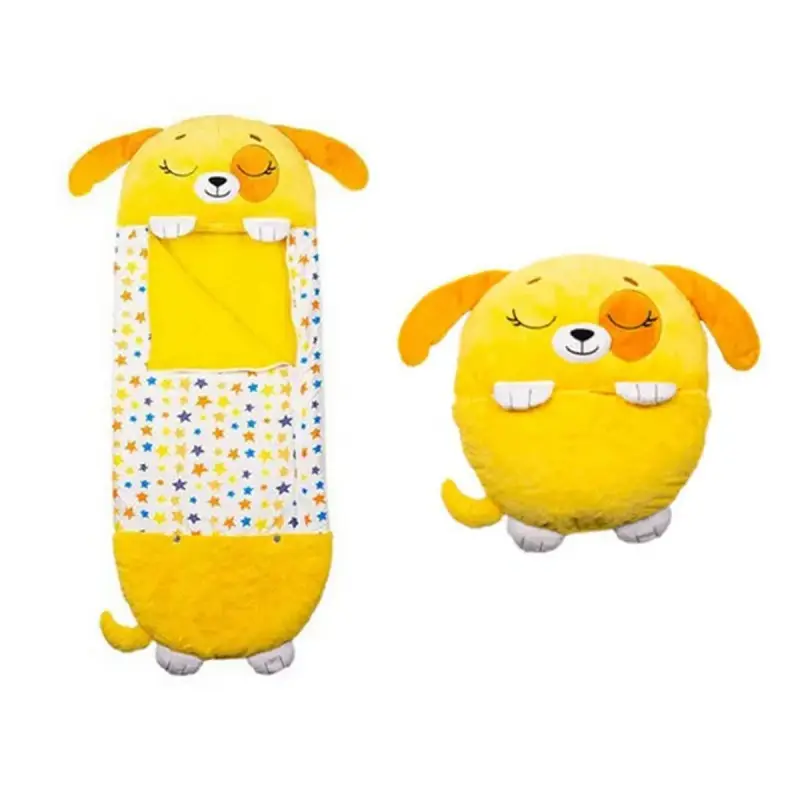 

Спальный детский мешок для сна Подушка игрушка разъемный спальник SLEEPING BAG 130х45 см Желтый